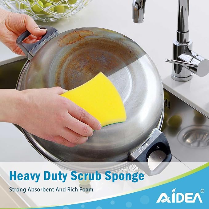 AIDEA Sponges Kitchen, 50 Pack Heavy Duty Dish Sponge, Cleaning Dish Scrubber - Image 6