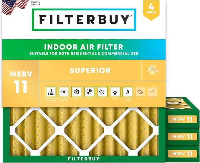 Filterbuy 10x10x2 Air Filter MERV 11 Allergen Defense Replacement, by Filterbuy