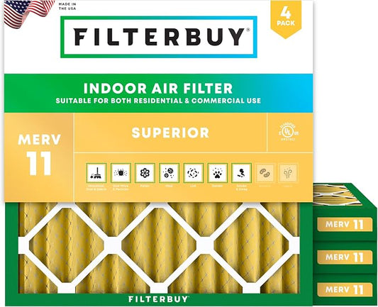 Filterbuy 10x10x2 Air Filter MERV 11 Allergen Defense Replacement, by Filterbuy