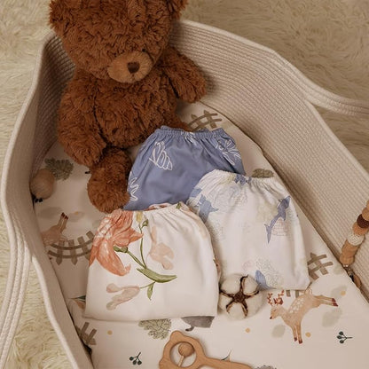 Gllquen Baby Bassinet Sheets Set 2-Pack, Breathable Cozy Bassinet Fitted Sheet Universal Fit Standard Mattress Oval Rectangle Cradle Baby Sheets for Baby Boy Girls Unisex 32"x16"(Rabbit)