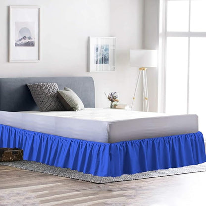 Ruffled Bed Skirt (Queen, Royal Blue Color) 12 Inch Drop Dust Ruffle with Platform, 100% Cotton 800 Thread Count Fabric - Dust Ruffle Bedskirt for Easy Fitting and Easy Care
