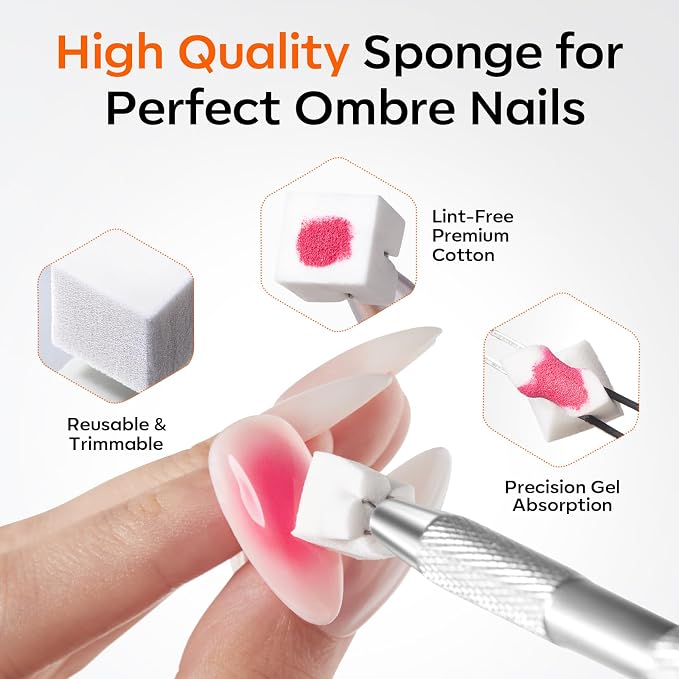 Modelones 150pcs Nail Sponges for Ombre, Nail Art Sponge - Image 2