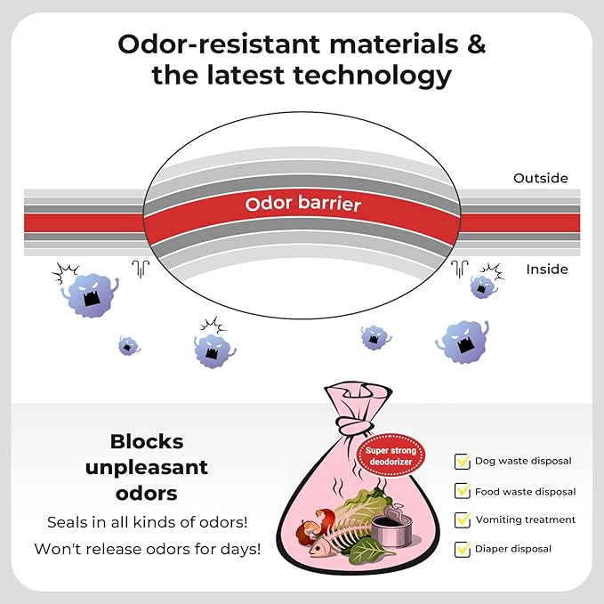 Odor Sealing Small Trash Bags Home & Food Use L-90 Count Disposable Bags - Image 2