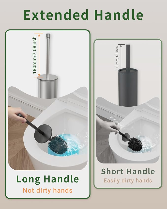 Toilet Brush and Holder Set, Toilet Bowl Brush - Image 4