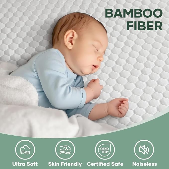 OhGeni 100% Waterproof Mattress Protector, Mini Crib-2 Pack Size Mattress Pad - Image 8