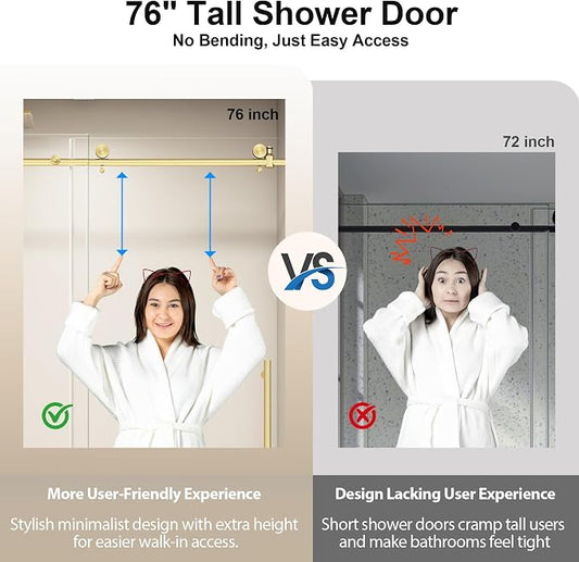 55-60” W x 76" H Single Sliding Shower Door, Frameless Shower Door - Image 2
