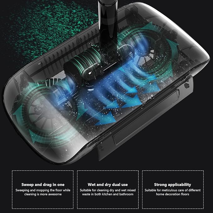 Carpet Sweeper Manual Manual Vacuum Sweeper 2 in 1 Hand Push 180 Degree - Image 6