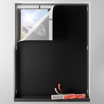 Sumobaby Blackout Curtains for Bedroom Portable 39"x84",No Drill Blackout Shades with Upgraded Hook&Loop Tapes,100% Black Out Window Cover,Thermal Insulated Blinds for Bedroom,Nursery(1 Panel,Black)