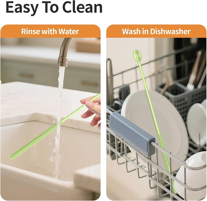 2Pcs Silicone Straw Cleaner Brush, Dual-Size Brushes, Clean - Image 5