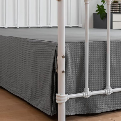 Full Bed Skirt - Full Size Bed Skirt 16 Inch Drop with Split Corners, Pleated Waffle Weave Bed Skirt, Tailored Dust Easy Fit, Machine Washable (Grey, Full - 16" Drop)