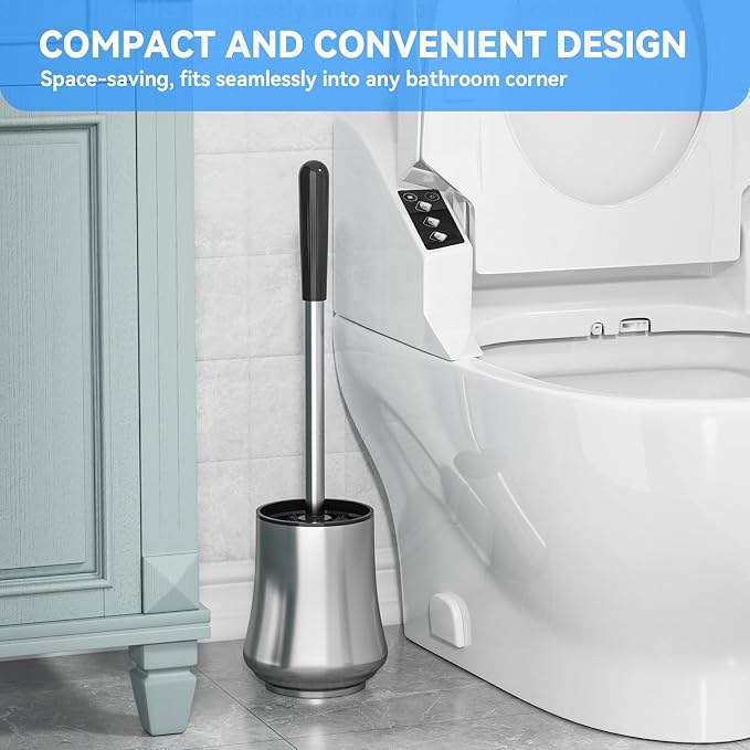 Toilet Brush, Toilet Brush and Holder Sliver Toilet Bowl Brush - Image 5