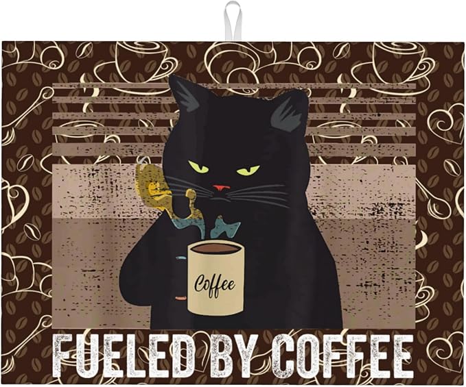 Vintage Cat Dish Drying Mat for Kitchen Counter Absorbent Reversible Retro by Unknown