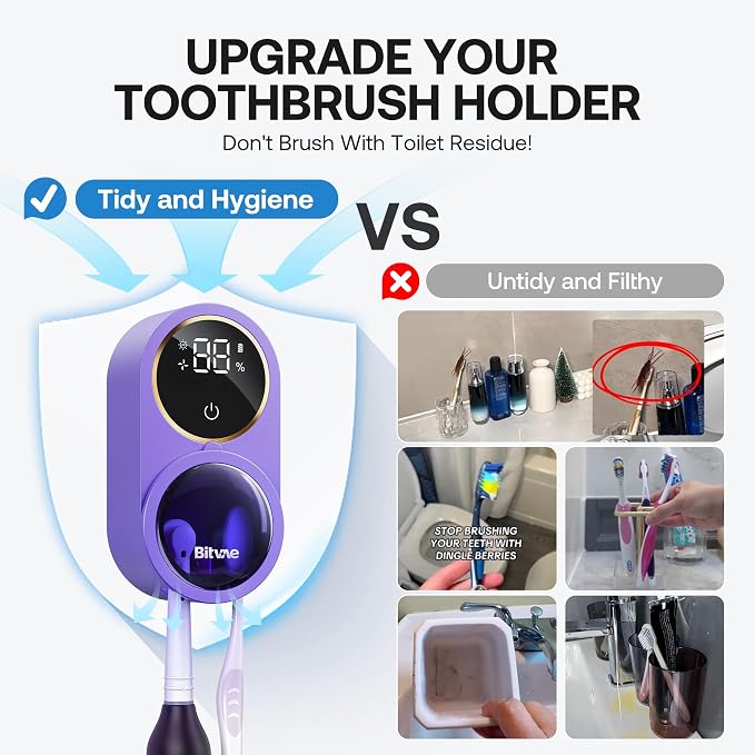 Bitvae Tooth Brush Holder for Bathroom, Infrared Sensing Toothbrush Cleaner - Image 5