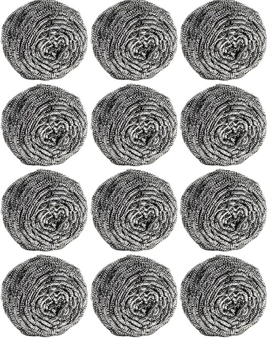 12Pcs Steel Wool Scrubber Pads for Cleaning Dishes, Sinks by Carrie+Joe