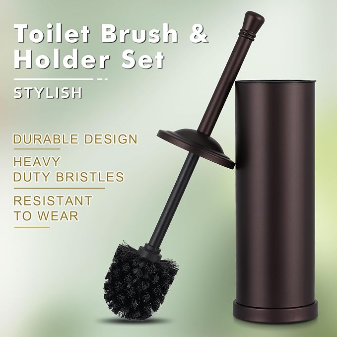 Bronze Toilet Brush and Holder Set, 304 Stainless Steel Toilet Bowl Brush and - Image 5