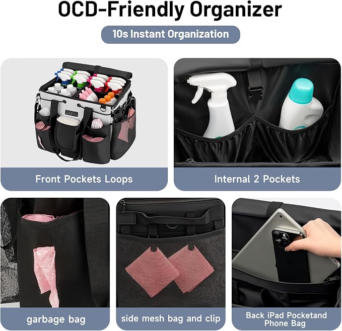 Large Cleaning Caddy for Cleaning Supplies Organizer, Rolling Cleaning Caddy - Image 5