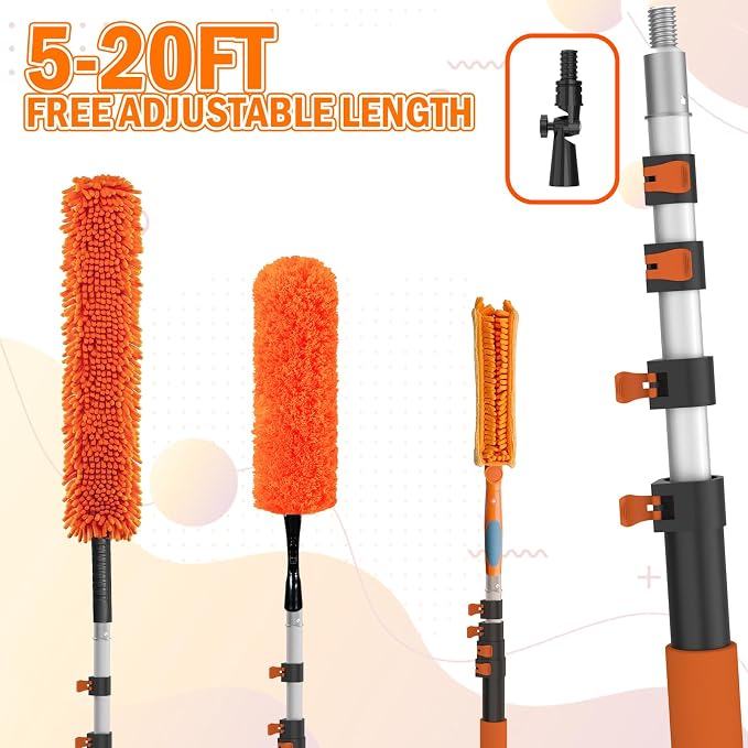 26FT Reach Ceiling Fan Cleaner Duster, Fan Blade Cleaner Kit - Image 8