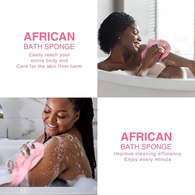 UJFQBH African Net Sponge African Net Long Net Bath Sponge Exfoliating Shower - Image 4