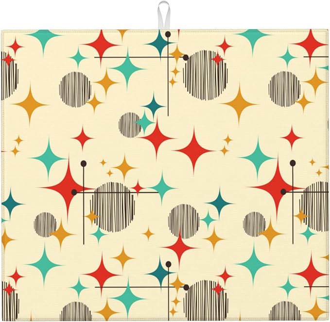 Mid Century Modern Atomic Retro Dish Drying Mat by Unknown