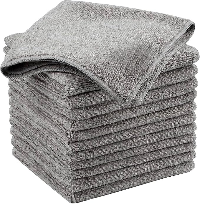 Microfiber Cleaning Cloth Grey 12 Pack Premium Microfiber Towels by MIRACLEAN