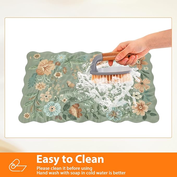 Scalloped Bohemian Boho Floral Flower Coffee Bar Mat Dish Drying Mats - Image 7