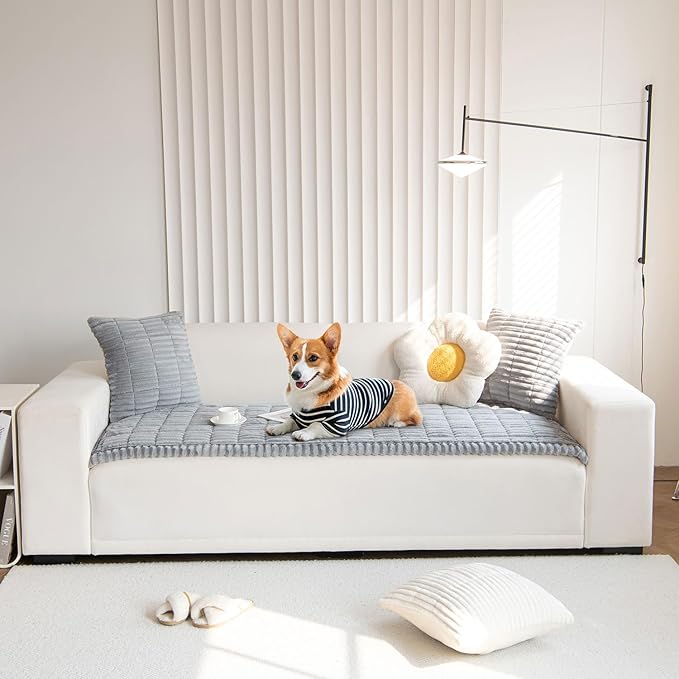OTOB Sofa Covers for 3 Cushion Couch Washable, Fuzzy Non Slip Pet Friendly - Image 7