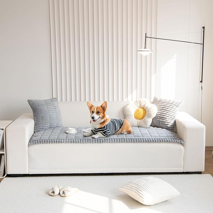 OTOB Couch Covers for 3 Cushion Sofa Pet Friendly, Plush Fuzzy Non Slip Sofa - Image 7