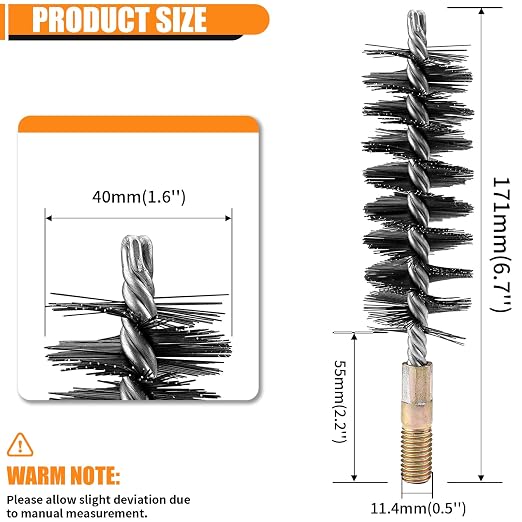 1Pc 40mm Round Tube Cylinder Bores Stainless Steel Wire Cleaning Brush 1.6'' - Image 2