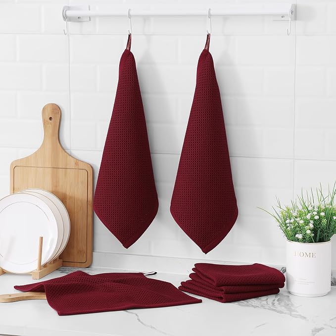 Kitinjoy 100% Cotton Kitchen Dish Cloths, 6 Pack Waffle Weave Ultra Soft - Image 6