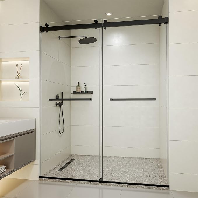 56-60" W x 72" H Frameless Shower Door, Double Sliding Glass Shower Door - Image 9