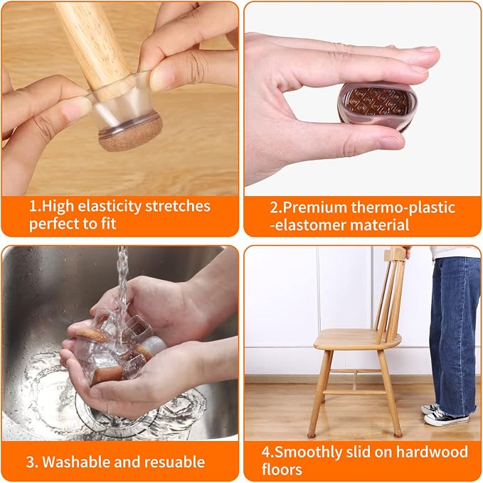 Ezprotekt 24 Pcs Clear Silicone Chair Leg Floor Protectors - Image 6