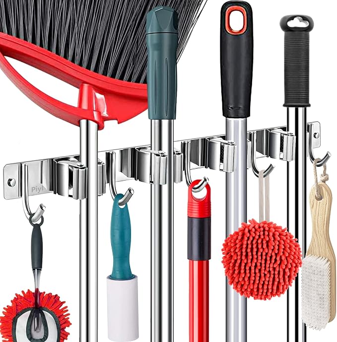 Piyl Broom Mop Holder Wall Mount Broom Hanger Wall Mounted Metal Organization by Piyl