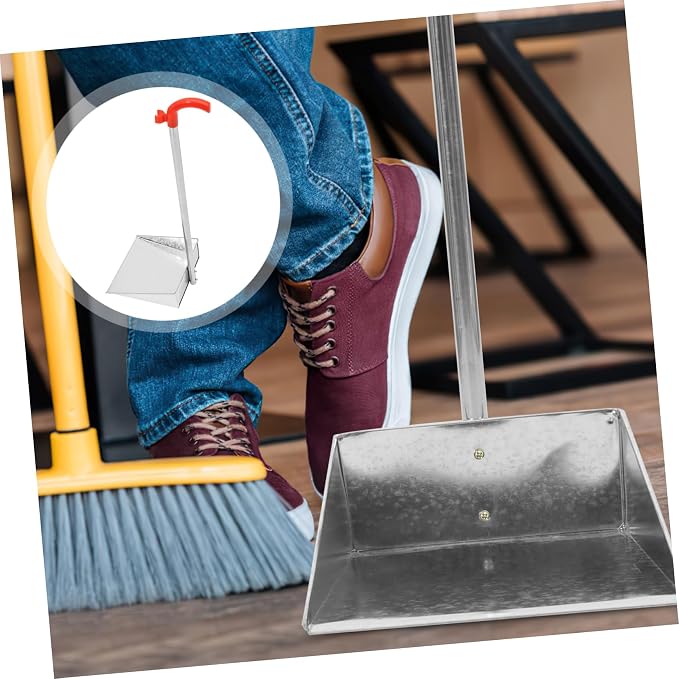 NOLITOY Ergonomic Long Handle Dustpan Brush Metal Dustpan - Image 6