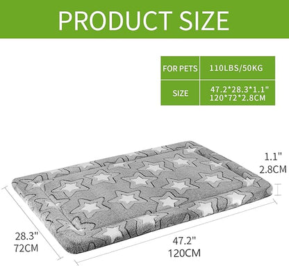 EMPSIGN Fancy Dog Bed Mat, Pet Bed Pad Reversible (Cool & Warm), Machine Washable Crate Pad, Pet Sleeping Mat for Small to XXX-Large Dogs, Grey, Star Pattern,XXL (48inch X30inch X1.1'')