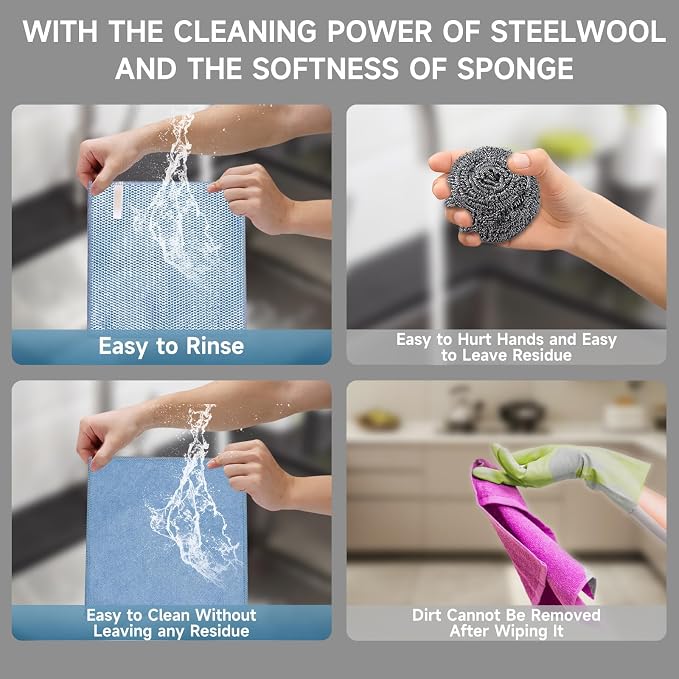 10PCS Upgrade Wire Dishwashing Rag, Non-Scratch, Wet and Dry, Double Layer - Image 7