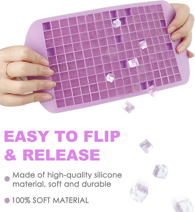 Silicone Mini Ice Cube Trays 2 Pack, 160 Crushed Ice Cube Molds, Easy Release - Image 4