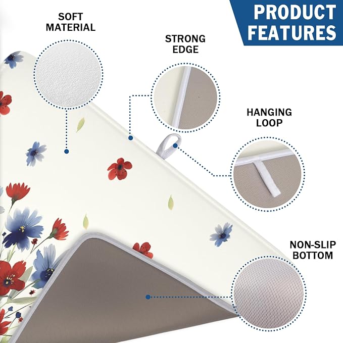 4th of July Floral Dish Drying Mat - Image 3