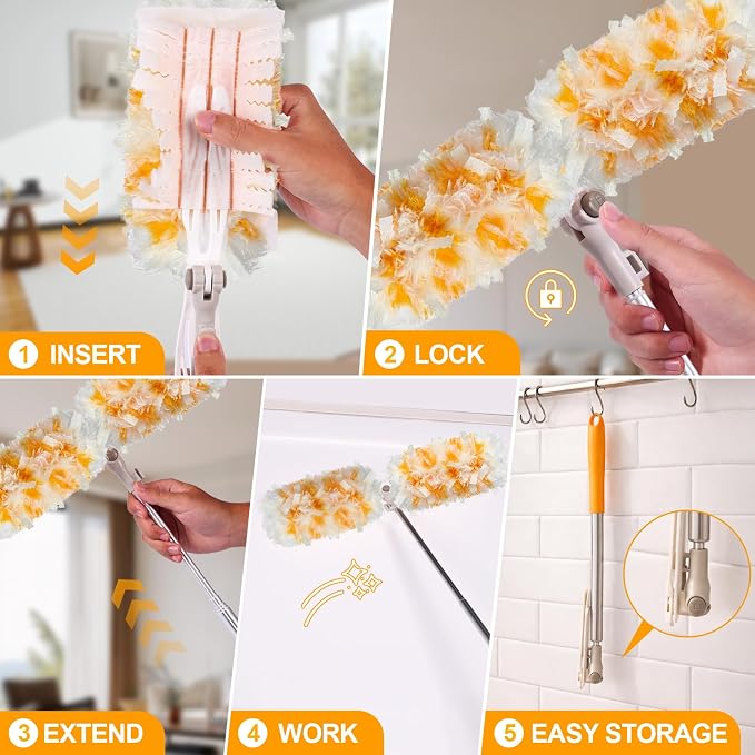Gelibo Duster Kit with 6 ft Super Extendable Handle, 360° Rotating Ceiling Fan - Image 8