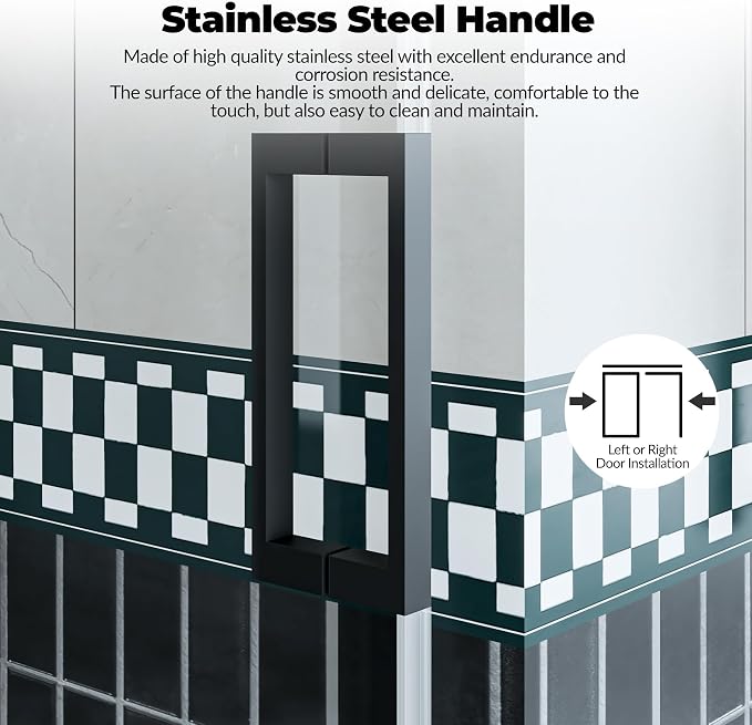 Frameless Sliding Shower Door, 56-60 Inches Wide x 76 Inches High, 1/4 Inch - Image 6