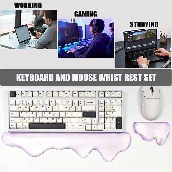Clear Gel Wrist Rest for Keyboard and Mouse, Wrist Rest Set, Cute Ergonomic - Image 2