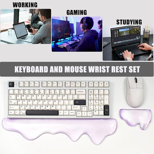 Clear Gel Wrist Rest for Keyboard and Mouse, Wrist Rest Set, Cute Ergonomic - Image 2
