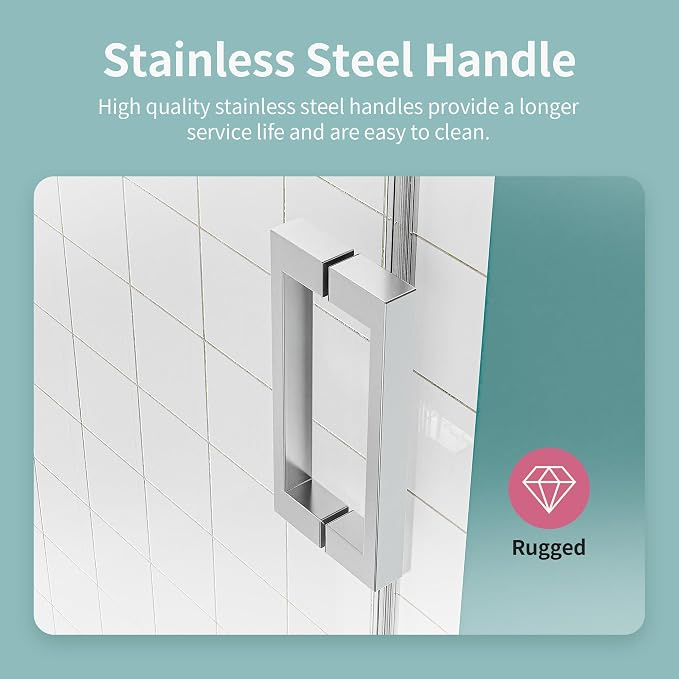 56-60" W x 76" H Frameless Soft-Close Sliding Shower Door, 3/8" SGCC Tempered - Image 7