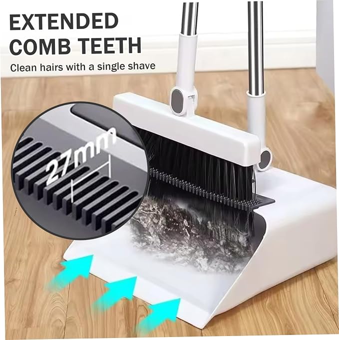 3-in-1 Broom with Dustpan Combo Set Foldable and Rotating Broom and Dustpan Set - Image 2