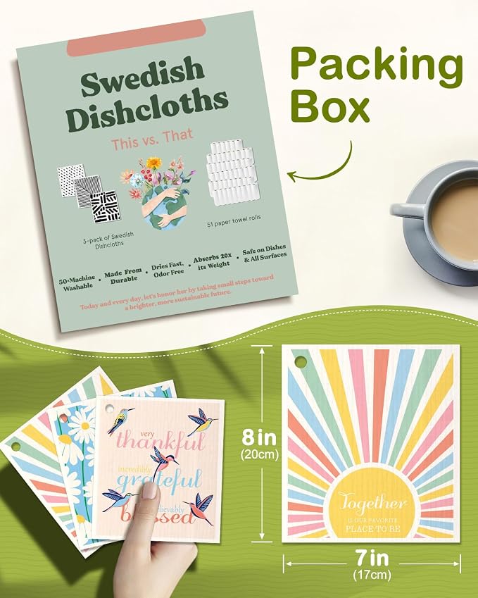 6 Pack Swedish Dishcloths for Kitchen - Image 2
