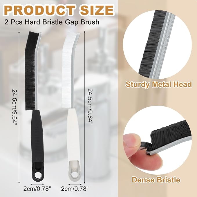 uxcell 2PCS Crevice Cleaning Brush, Hard Bristle Gap Brush - Image 2