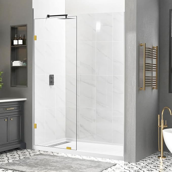 28" W x 78" H Frameless Shower Glass Panel, Single Fixed Shower Panel Screen by PHMUNY