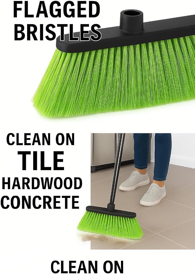 ALMA Apple Green 14" Soft Sweep Broom Head – Lightweight Flagged Bristles – - Image 5
