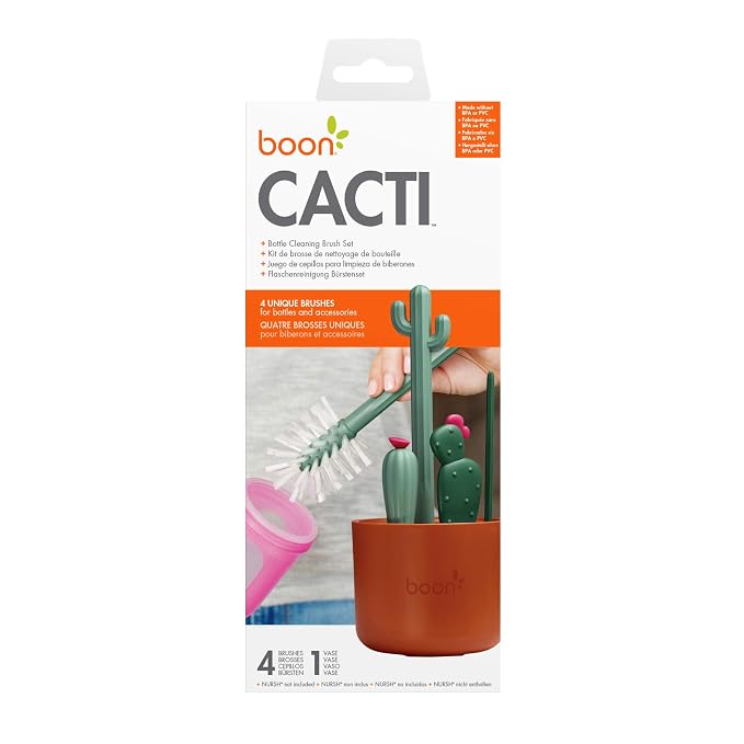 Boon Cacti Bottle Cleaning Brush Set, Terracotta, 4 Piece Set - Image 9
