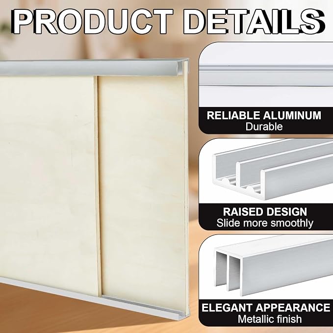 Landical 1 Set 4 ft Silver Aluminum Sliding Door Track Set - Image 3
