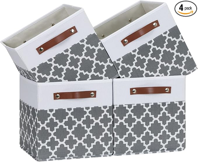Temary 11x11x11 Cube Storage Bins Cube Organizer Bins 4 Pack Canvas Storage Bin by TEMARY